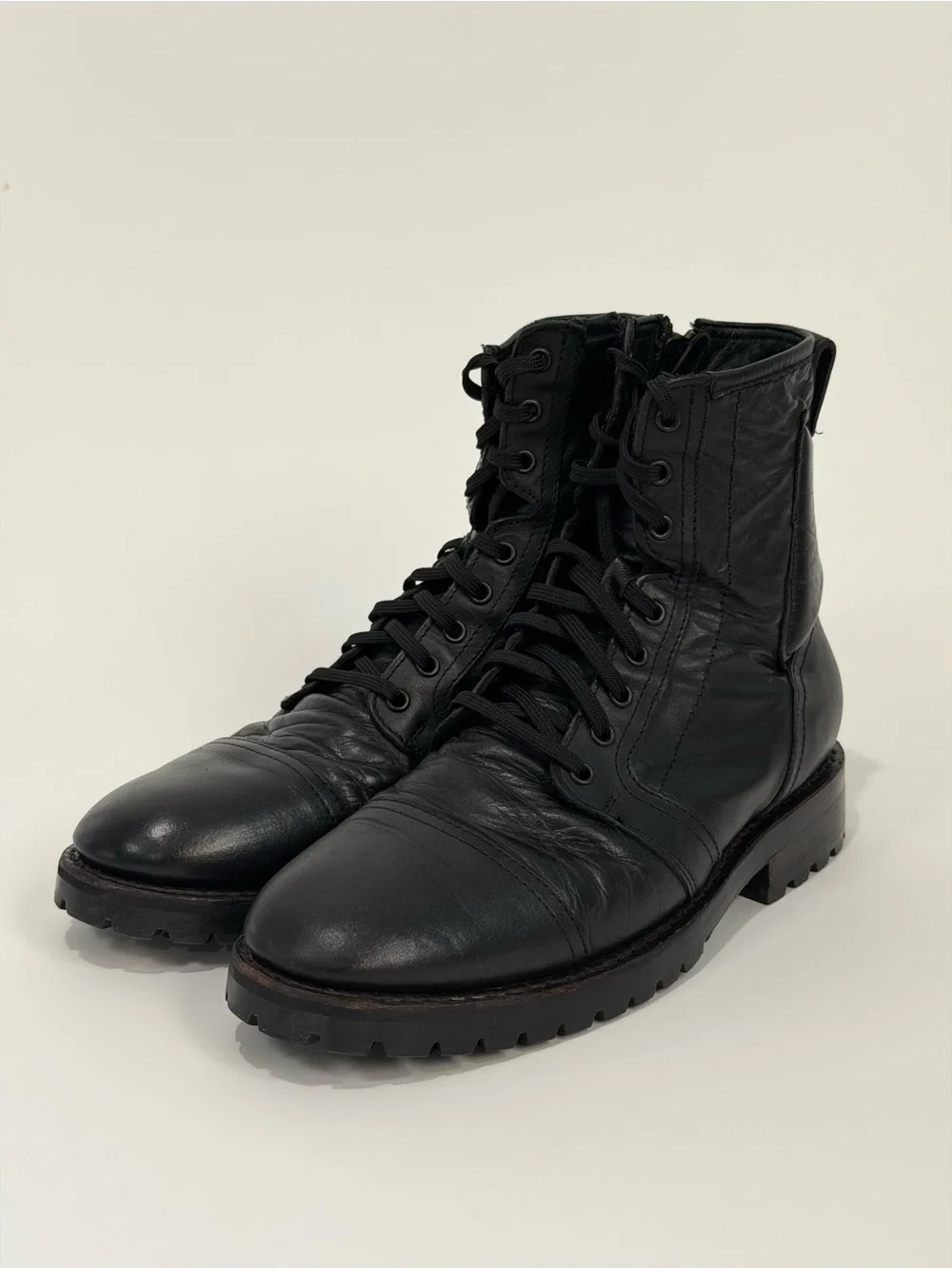 Thursday Boot Company Black Leather Lace-Up Tactical Boots